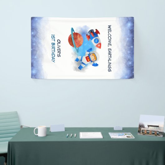 Astronaut Boy eerste verjaardag Spandoek (Beurs)