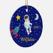 Astronaut Boy Girl Night Sky Rocket Ornament Boy (Rechts)