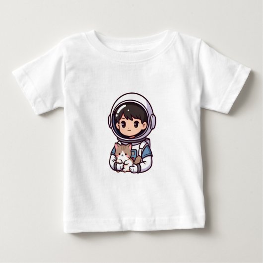 Astronaut Boy N' Cat Cute Cartoon Dreamer (Voorkant)