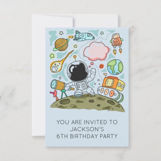 Astronaut Boy's Birthday Party Theme Kaart (Voorkant)