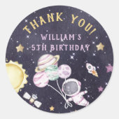 Astronaut Buitenruimte Dag Dank u Ronde Sticker (Voorkant)