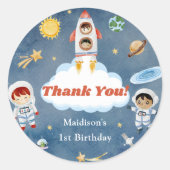 Astronaut Buitenruimte Dag Dank u Ronde Sticker (Voorkant)