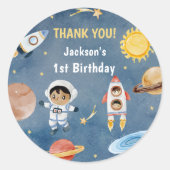 Astronaut Buitenruimte Dag Dank u Ronde Sticker (Voorkant)