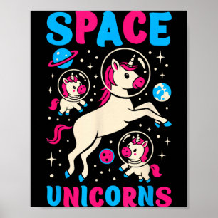 Astronaut Buitenruimte Eenhoorns Schattige Eenhoor Poster