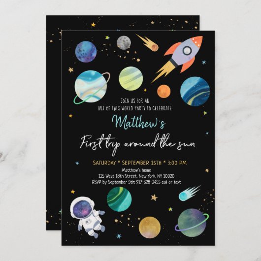 Astronaut Buitenruimte eerste verjaardag Kaart (Voorkant / Achterkant)