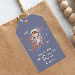 Astronaut Buitenruimte Jongen Verjaardag Bedankt Cadeaulabel