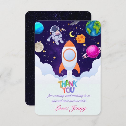 Astronaut, Buitenruimte, Planeten Dank u voor Mark Bedankkaart (Voorkant / Achterkant)
