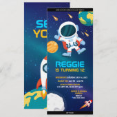 Astronaut Buitenruimte Planets Birthday Ticket Kaart (Voorkant / Achterkant)