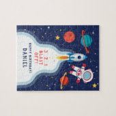 Astronaut Buitenruimte Raket Schip Jigzaag Puzzle Legpuzzel (Horizontaal)