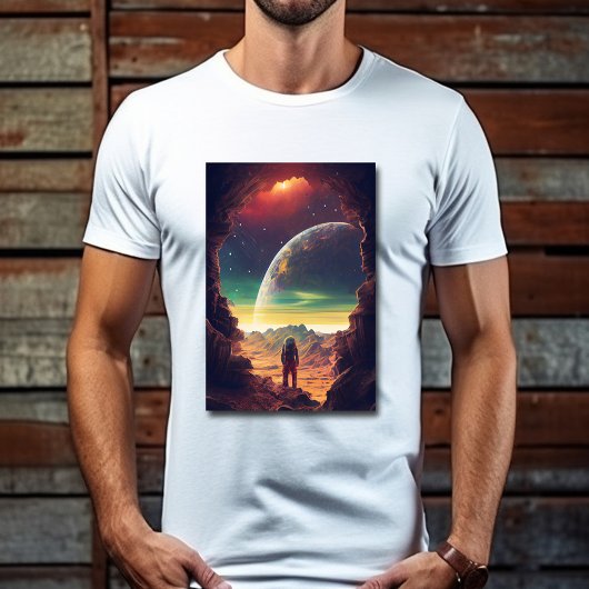Astronaut Buitenruimte Reizen Maan Aarde T-shirt