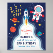 Astronaut Buitenruimte Rocket Shiket Birthday Welk Poster (Voorkant)