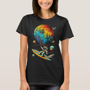 Astronaut Bylloon Autisme Bewustzijn Ruimte Autist T-shirt