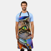 Astronaut Cat Artwork Schort (Gedragen)