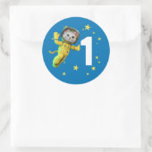 Astronaut Cat Birthday Classic Round Sticker (Tas)