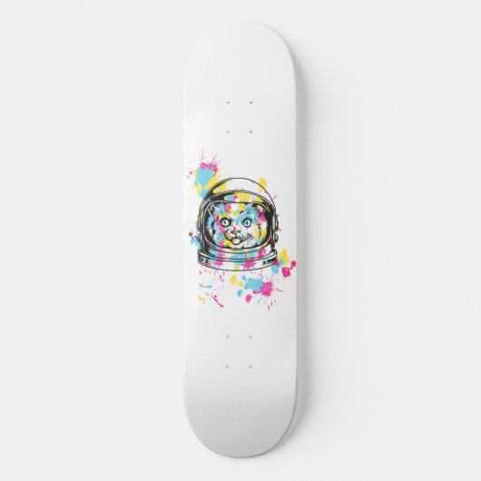 Astronaut Cat Illustratie Skateboard (Voorkant)