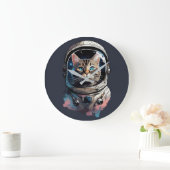 Astronaut Cat in Space Waterverf Kunst Grote Klok (Huis)