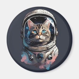 Astronaut Cat in Space Waterverf Kunst Magneet