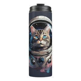 Astronaut Cat in Space Waterverf Kunst Thermosbeker