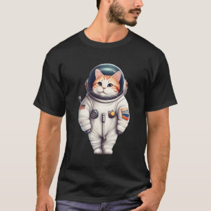 Astronaut Cat Kitten US Vlag Astronomie Ruimtevaar T-shirt