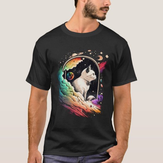 Astronaut Cat or  Space Cat on Galaxy Cat   4 T-shirt (Voorkant)
