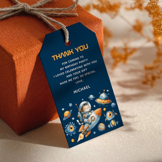 Astronaut Cat Outer Space 1st Birthday Thank You  Cadeaulabel