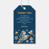 Astronaut Cat Outer Space 1st Birthday Thank You  Cadeaulabel (Voorkant)