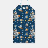 Astronaut Cat Outer Space 1st Birthday Thank You  Cadeaulabel (Achterkant)