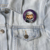 Astronaut Cat Pinback Button (In situ)