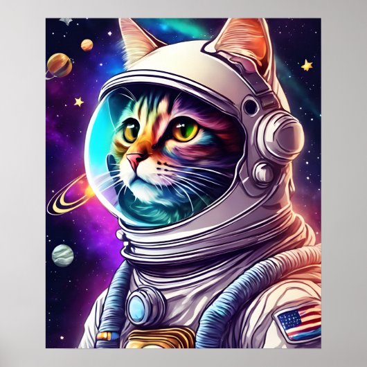 Astronaut Cat Poster (Voorkant)