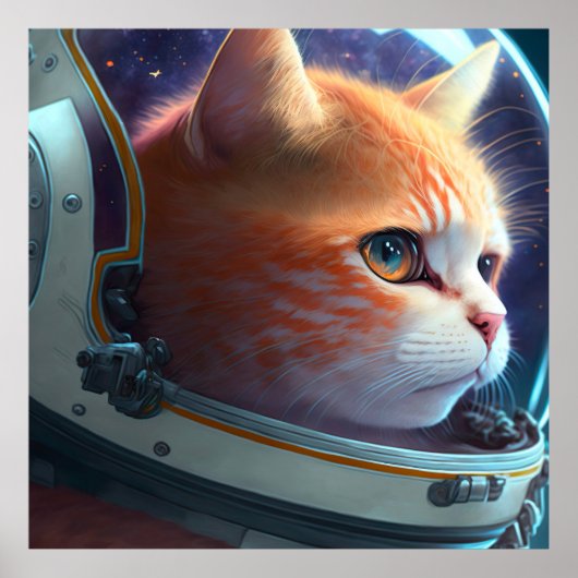 Astronaut Cat Poster (Voorkant)