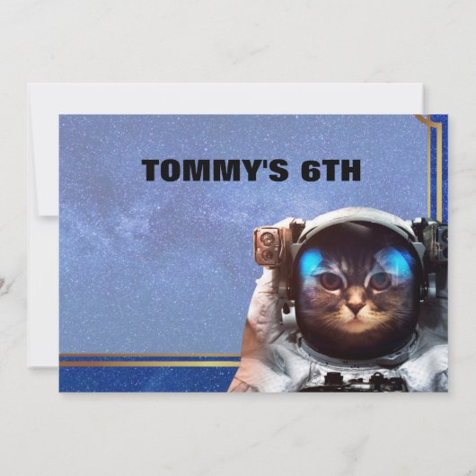 Astronaut Cat Space Uitnodiging (Achterkant)