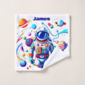 Astronaut coloré et Univers en couleurs vives (Gant de toilette)
