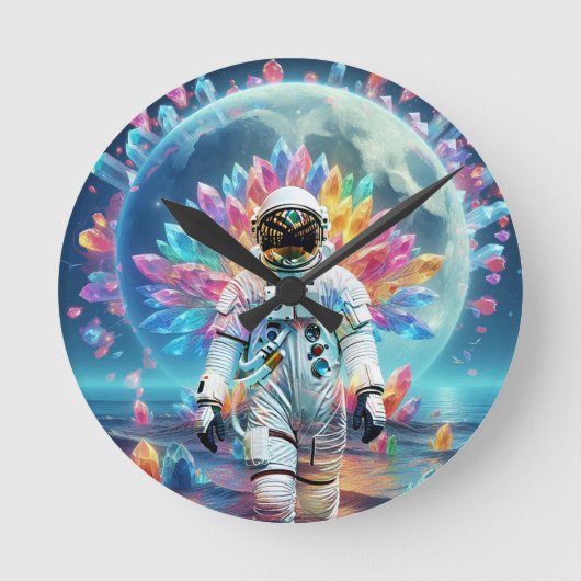 Astronaut Crystal Dream Ronde Klok (Voorkant)