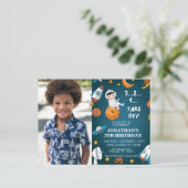 Astronaut Custom Photo Space planets blauw thema Briefkaart (Staand voorkant)