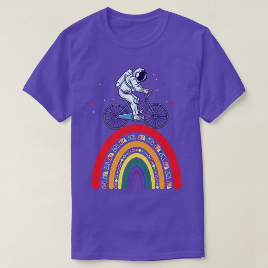 Astronaut Cycling Boho Rainbow  T-shirt (Design voorkant)