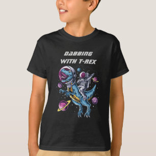 Astronaut Dabbing and Riding T-REX in Space T-shirt