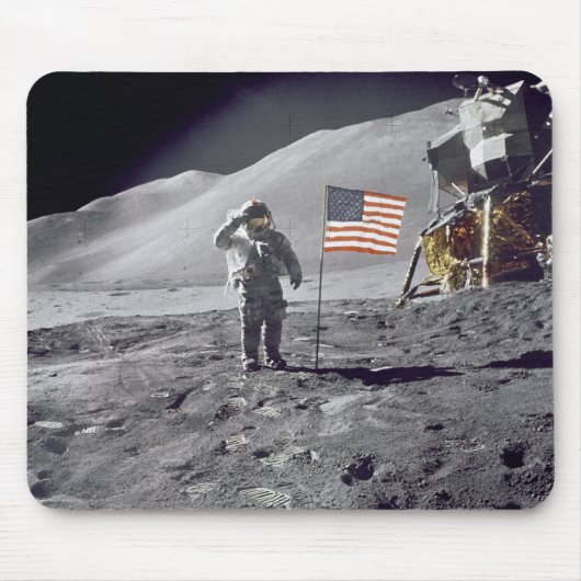 Astronaut David Scott Salutes Flag Mousepad Muismat (Voorkant)