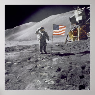 Astronaut David Scott Salutes Flag Poster