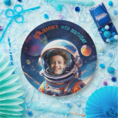 Astronaut Deep Space Sky Planets Photo Birthday Papieren Bordje (Feest)