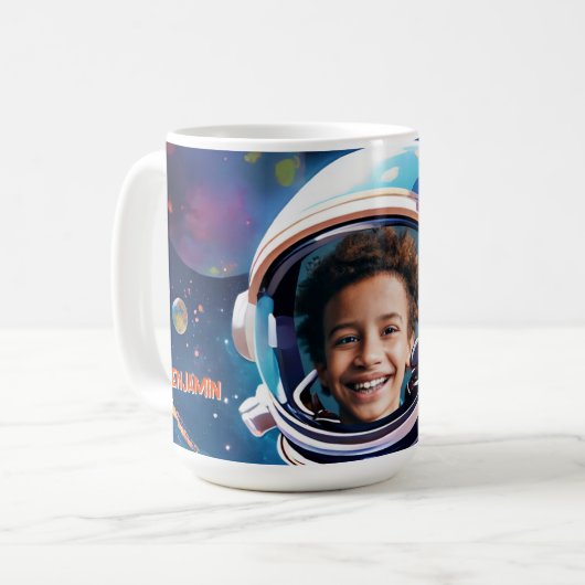 Astronaut Deep Space Sky Planets Photo Gift Koffiemok (Voorkant links)