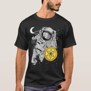 Astronaut die kosmos-ATOM-munten bereikt naar maan T-shirt
