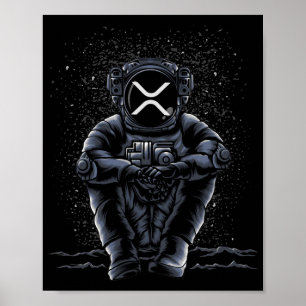 Astronaut die ripple XRP crypto aan de maan plaats Poster