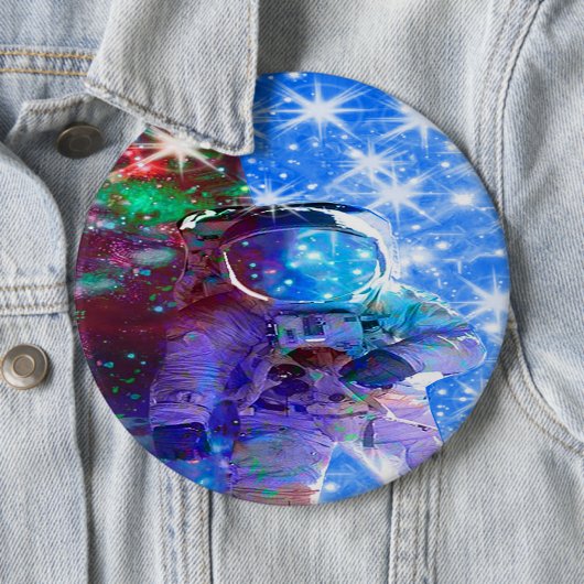 Astronaut Dimensions Pinback Button (In situ)