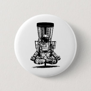 Astronaut Disc Golf Yoga Schets Ronde Button 5,7 Cm