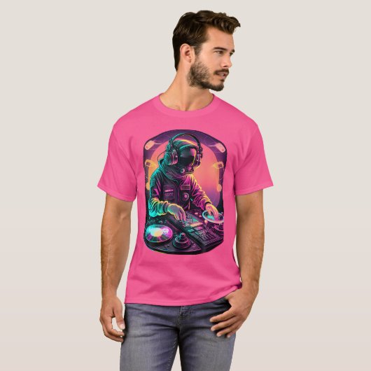 Astronaut DJ Djing In Space EDM Cool Graphic T-shirt (Voorkant volledig)