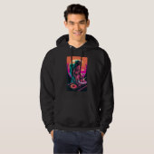 Astronaut DJ DJing in Space EDM cool Vaporwave Gra Hoodie (Voorkant volledig)