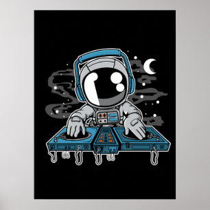 Astronaut DJ Platenspeler  Poster