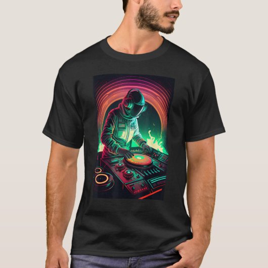 Astronaut DJing in Space EDM cool Graphic Vapor T-shirt (Voorkant)