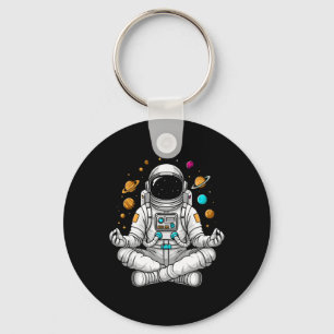 Astronaut Doet Yoga Oefening Op Ruimte Meditatie A Sleutelhanger