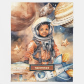 Astronaut Dreams Blanket Black Boy Waterverf Spac Fleece Deken (Voorkant)